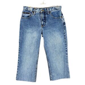 Vintage Y2K LEI Capri Crop Jeans Medium Wash Mid Rise Junior Size 5 Inseam 18"